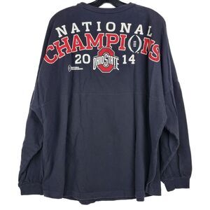 OHIO STATE BUCKEYES Shirt Adult XL Gray 2014 NATIONAL CHAMPS Spell Out Football